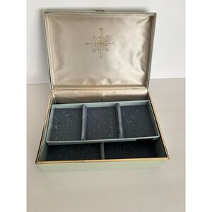 Vintage Lady Buxton Jewelry Box‎ Blue With Gold Tone